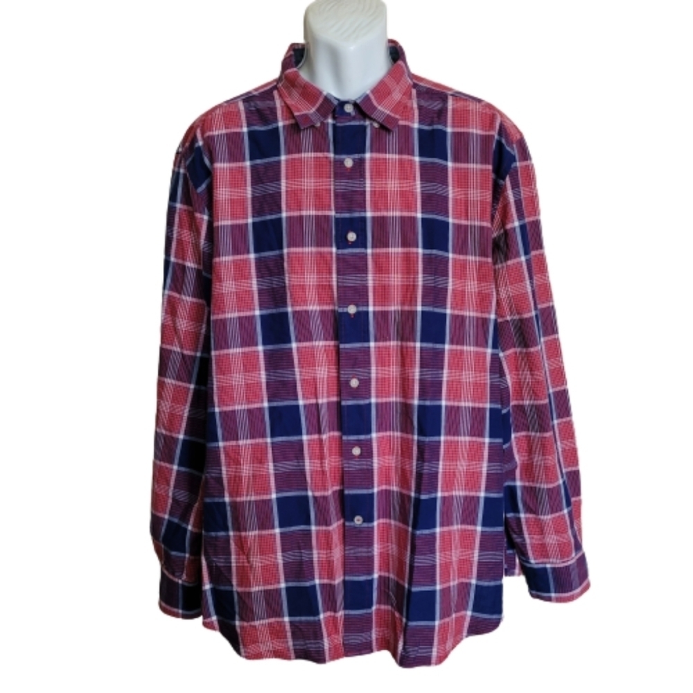 Nautica Red Blue Plaid Button Down Shirt Size Men's XXL LIKE NEW